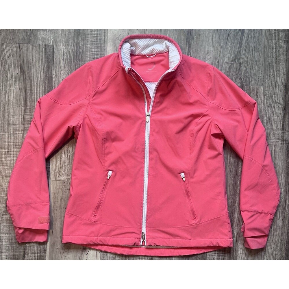 Zero Restriction Tour Series Womens Sz Large Coral Pink Softshell Golf Jacket